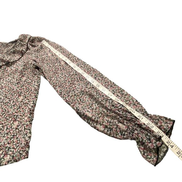 Nasty Gal Women Floral Button Down Sheer Blouse Top Long sleeve Shirt Size 6 - Picture 9 of 10